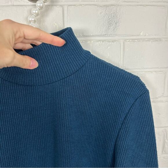 Lularoe Blue Ribbed Mock Neck Lightweight Knit Long Sleeve Size S - Picture 4 of 8